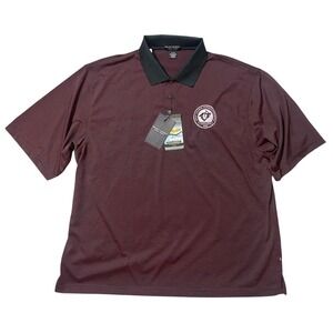 Eleven Straight Byron Nelson Men's Polo Shirt Sz XL Burgundy Striped Golf